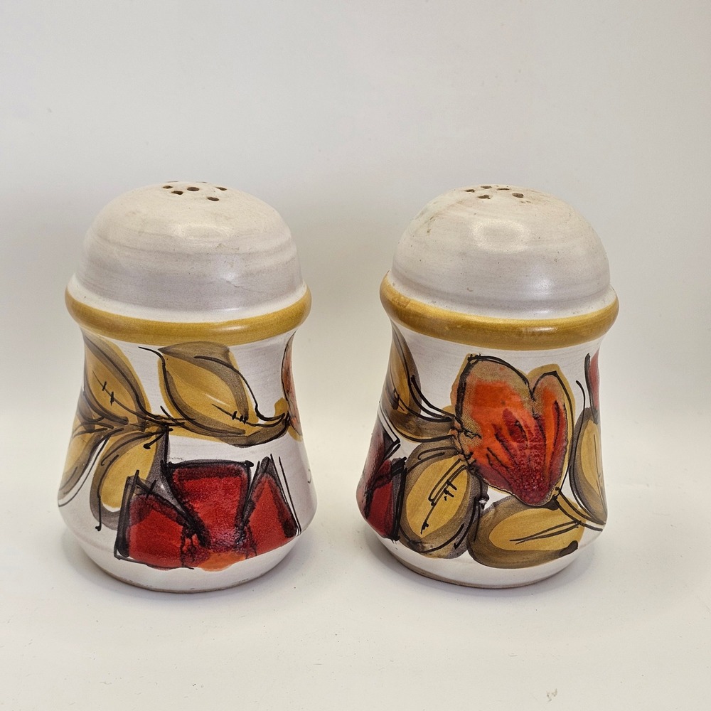 Vintage Holt Howard Italy Hand Painted Salt Pepper Shakers Floral Ceramic 7503